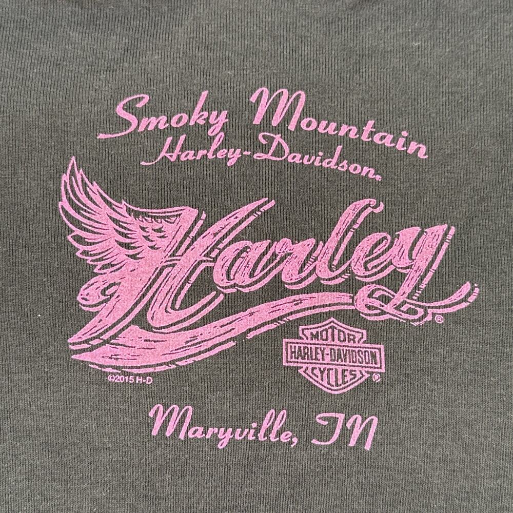 Harley-Davidson Shirt Womens Medium Black Bar Shield LogoStudded Tee Top - Picture 5 of 9